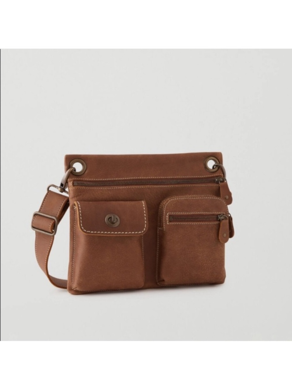 Roots Village Tribe Leather Crossbody Bag